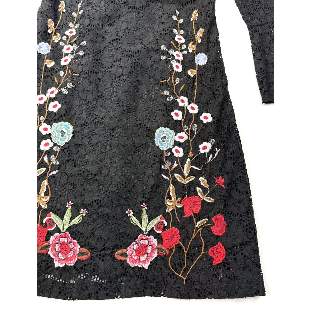 Desigual Vermond dress black lace floral embroidery bell sleeves Sz 36 - Picture 4 of 12